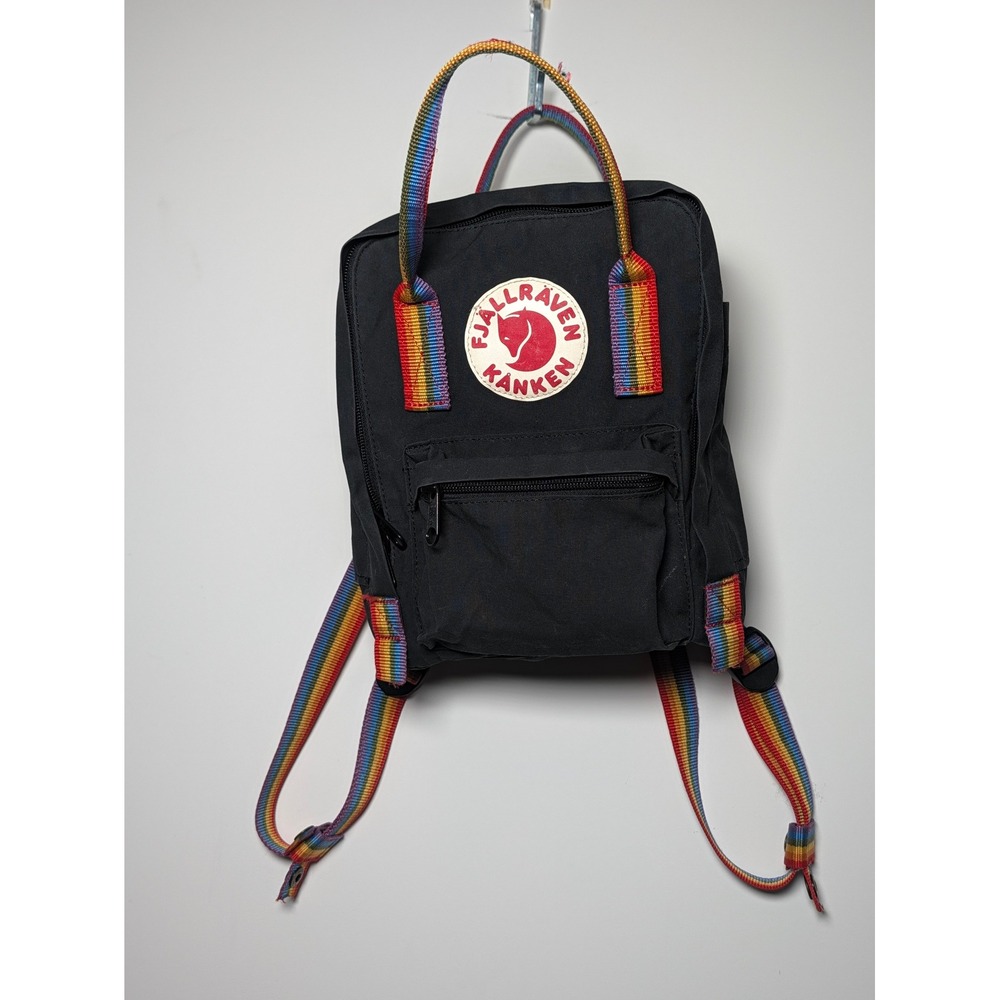 Fjallraven Unisex Backpack Kanken Rainbow Mini 23621 Vinylon F Black One Size